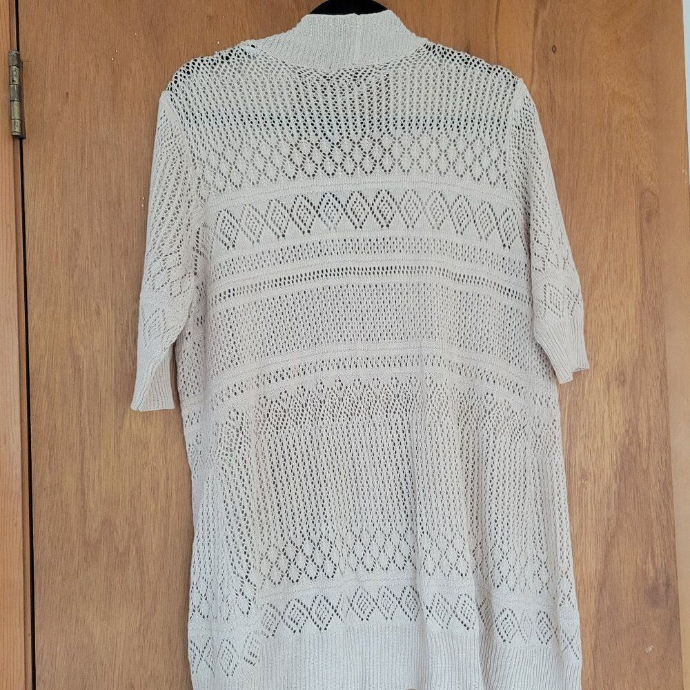 Belldini Open Weave Cardigan XL Cream Beige Pointelle Knit Lightweight Layer NWT - Picture 4 of 10